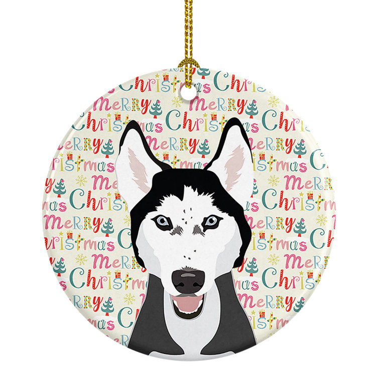 The Holiday Aisle® Siberian Husky White 3 Ceramic Hanging Figurine